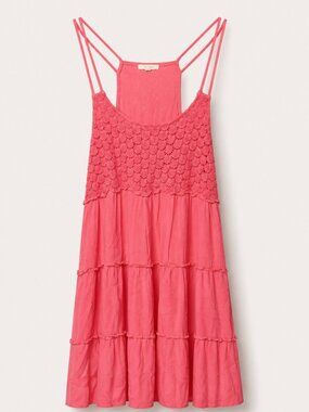 Maurices Rose Pink Crochet Tiered Midi Dress XL
